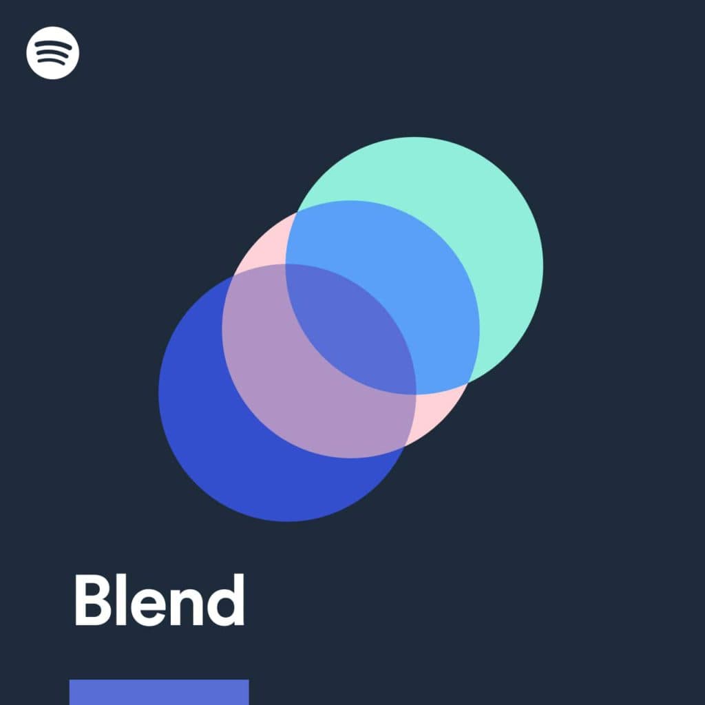 Spotify Blend playlist cover art, showing overlapping colored circles representing merged taste